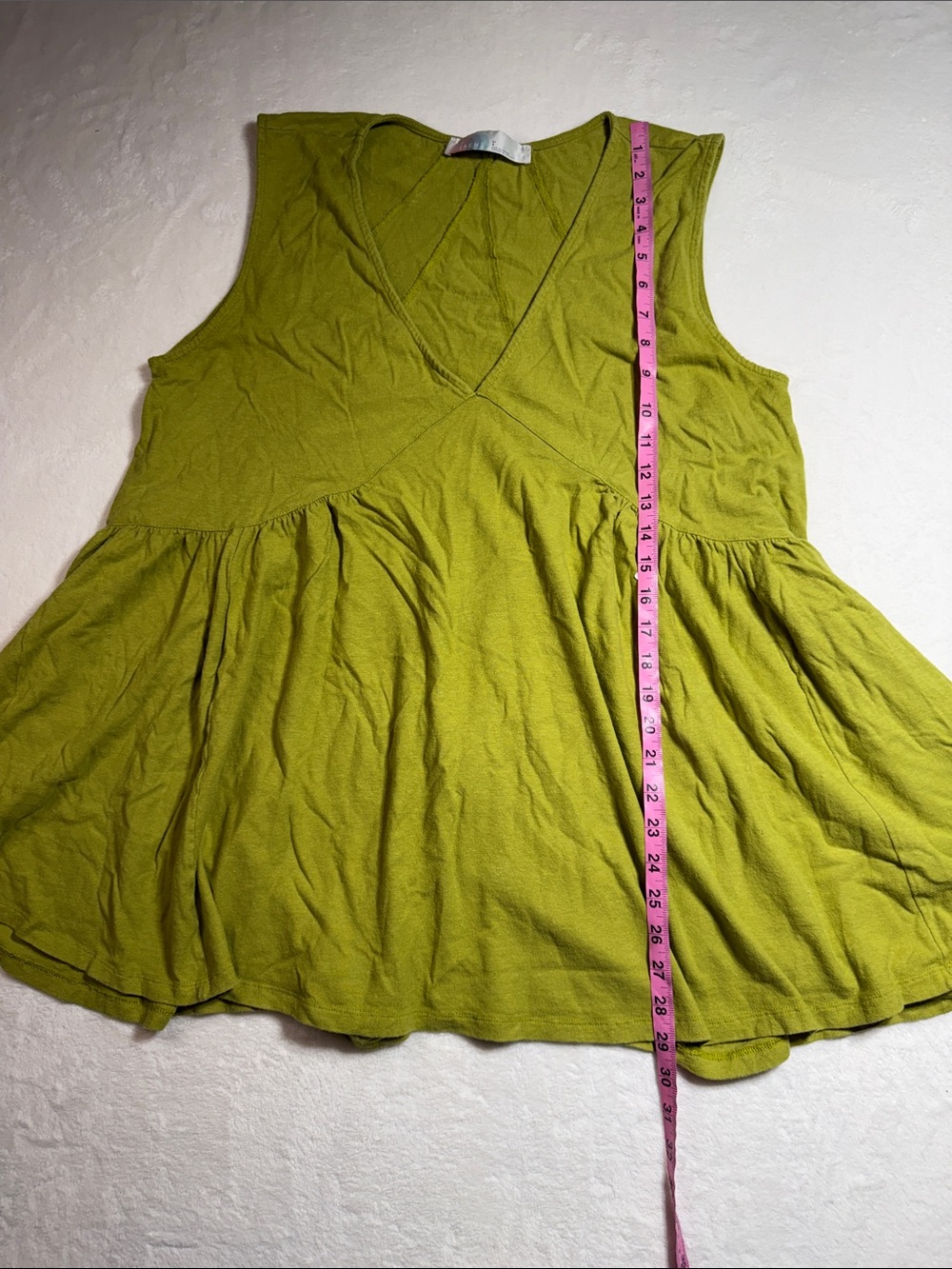 Sleeveless V-Neck Flared Tank Top - Olive Green - Picture 5 of 8